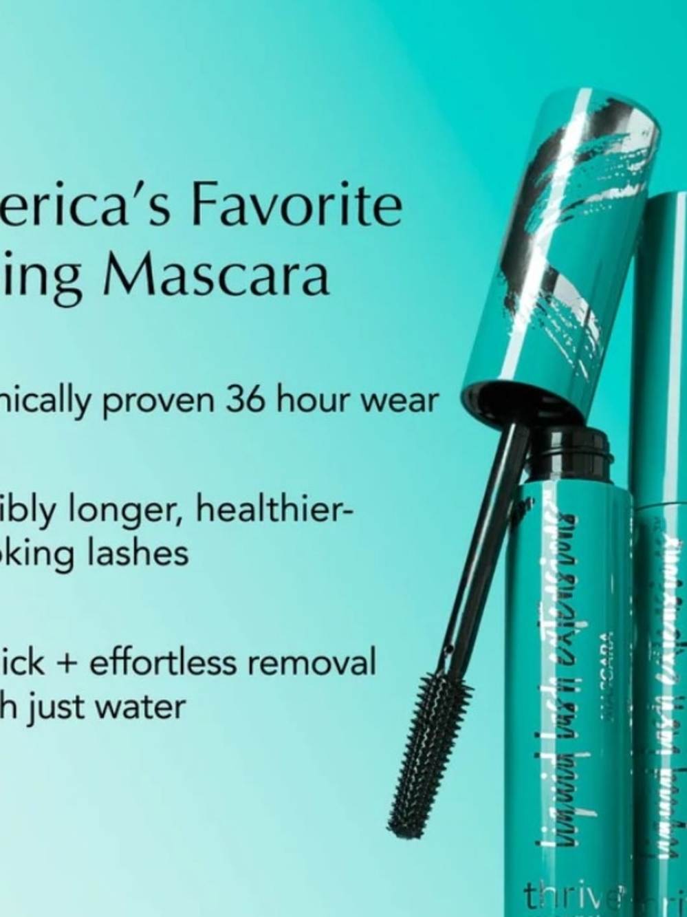 💚Thrive Causemetics Tubing Mascara "Donna" Green , Good For Sensitive Eyes - Picture 2 of 5